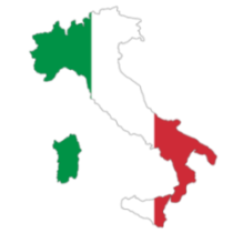 Mappa Italia con tricolore.